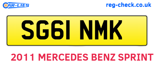 SG61NMK are the vehicle registration plates.