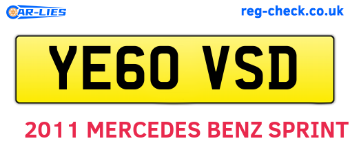 YE60VSD are the vehicle registration plates.