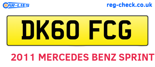 DK60FCG are the vehicle registration plates.