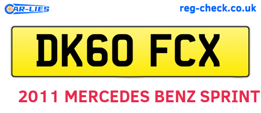 DK60FCX are the vehicle registration plates.