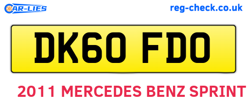 DK60FDO are the vehicle registration plates.