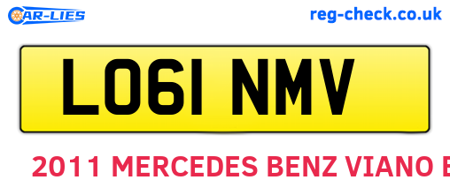 LO61NMV are the vehicle registration plates.