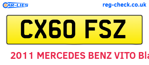 CX60FSZ are the vehicle registration plates.