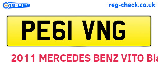 PE61VNG are the vehicle registration plates.