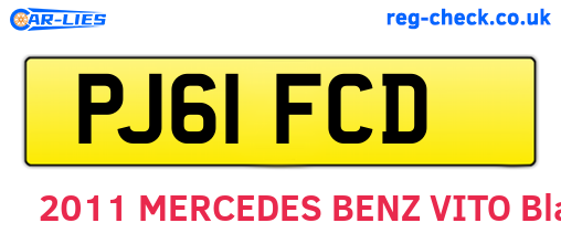 PJ61FCD are the vehicle registration plates.