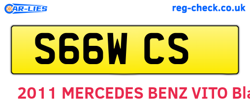 S66WCS are the vehicle registration plates.