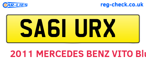 SA61URX are the vehicle registration plates.