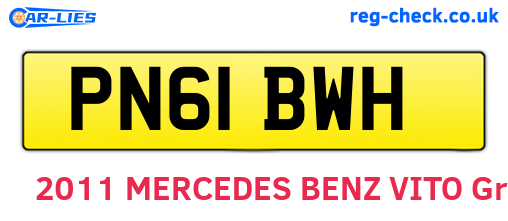 PN61BWH are the vehicle registration plates.