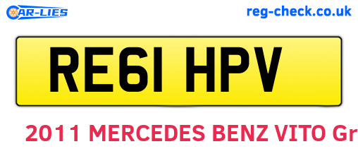 RE61HPV are the vehicle registration plates.