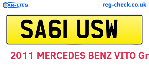 SA61USW are the vehicle registration plates.