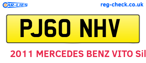PJ60NHV are the vehicle registration plates.