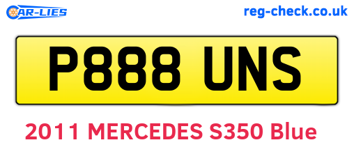 P888UNS are the vehicle registration plates.
