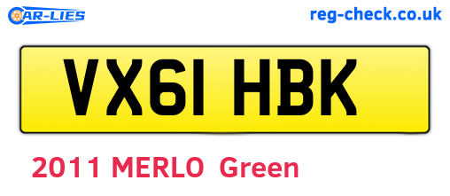 VX61HBK are the vehicle registration plates.
