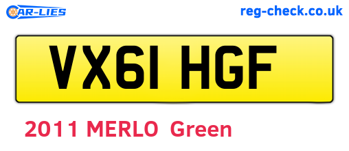 VX61HGF are the vehicle registration plates.