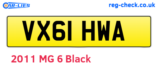 VX61HWA are the vehicle registration plates.