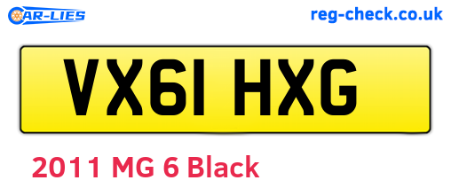 VX61HXG are the vehicle registration plates.