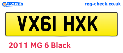 VX61HXK are the vehicle registration plates.