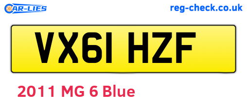VX61HZF are the vehicle registration plates.