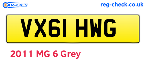 VX61HWG are the vehicle registration plates.