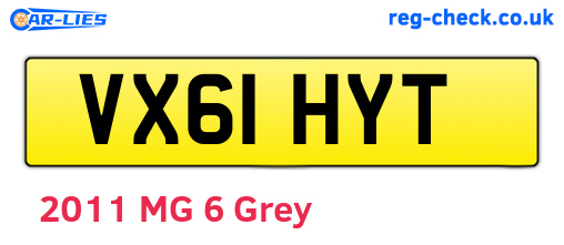 VX61HYT are the vehicle registration plates.