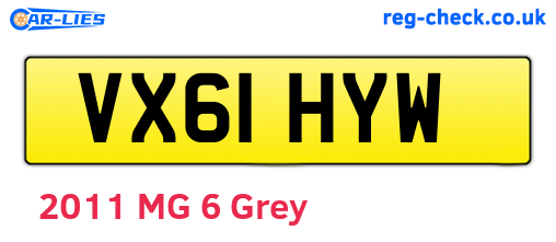VX61HYW are the vehicle registration plates.