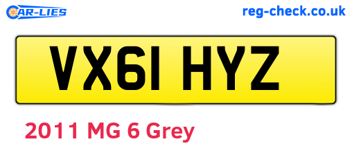 VX61HYZ are the vehicle registration plates.