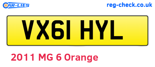 VX61HYL are the vehicle registration plates.