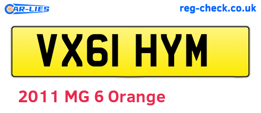 VX61HYM are the vehicle registration plates.