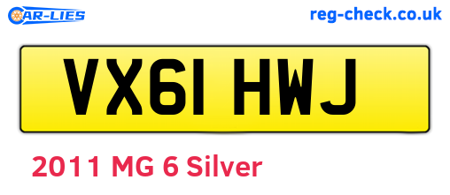 VX61HWJ are the vehicle registration plates.