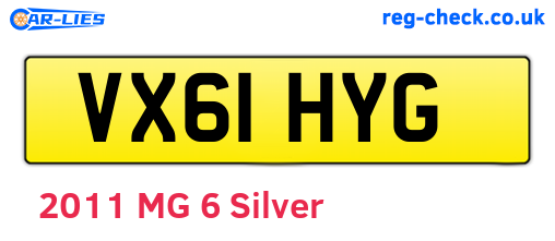 VX61HYG are the vehicle registration plates.