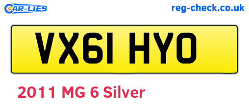 VX61HYO are the vehicle registration plates.