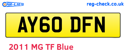 AY60DFN are the vehicle registration plates.