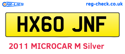 HX60JNF are the vehicle registration plates.