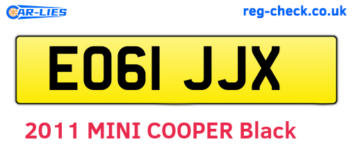 EO61JJX are the vehicle registration plates.