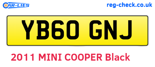 YB60GNJ are the vehicle registration plates.
