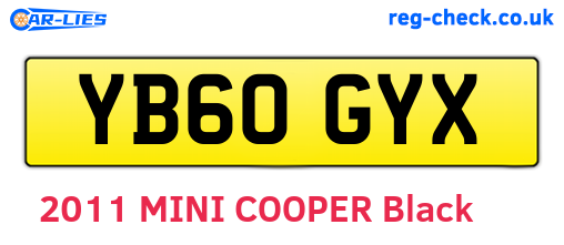 YB60GYX are the vehicle registration plates.