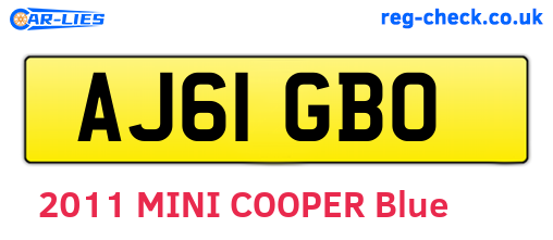 AJ61GBO are the vehicle registration plates.