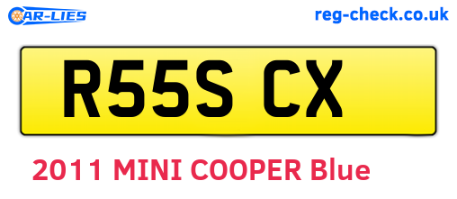 R55SCX are the vehicle registration plates.