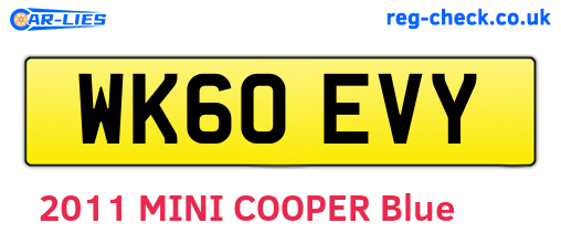 WK60EVY are the vehicle registration plates.