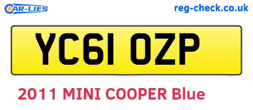 YC61OZP are the vehicle registration plates.