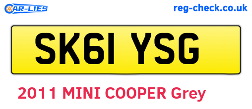 SK61YSG are the vehicle registration plates.
