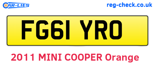 FG61YRO are the vehicle registration plates.
