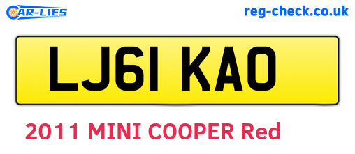 LJ61KAO are the vehicle registration plates.