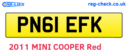PN61EFK are the vehicle registration plates.