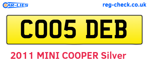 CO05DEB are the vehicle registration plates.
