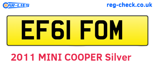 EF61FOM are the vehicle registration plates.