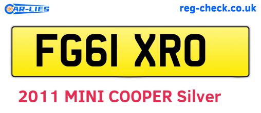 FG61XRO are the vehicle registration plates.