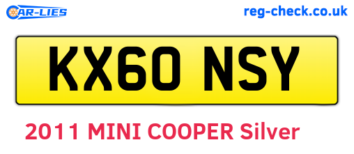 KX60NSY are the vehicle registration plates.