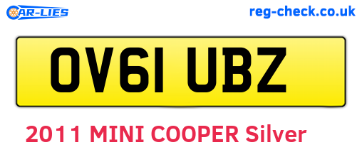 OV61UBZ are the vehicle registration plates.