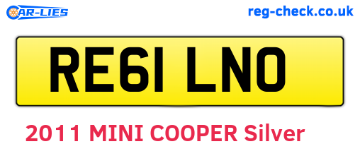RE61LNO are the vehicle registration plates.